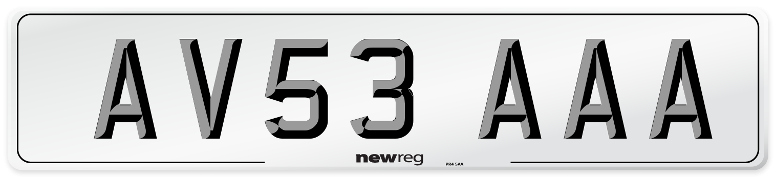 AV53 AAA Number Plate from New Reg